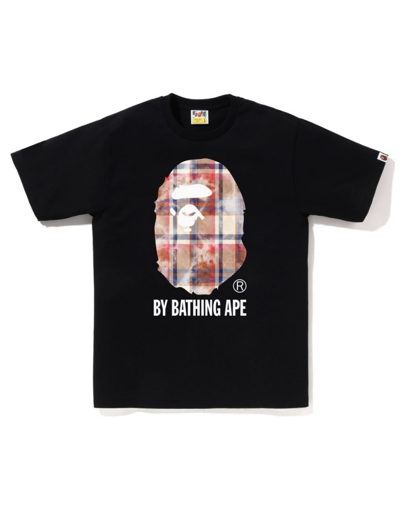 T Shirts Bape Bleach Check By Bathing Ape Noir Homme | UPT-57654561