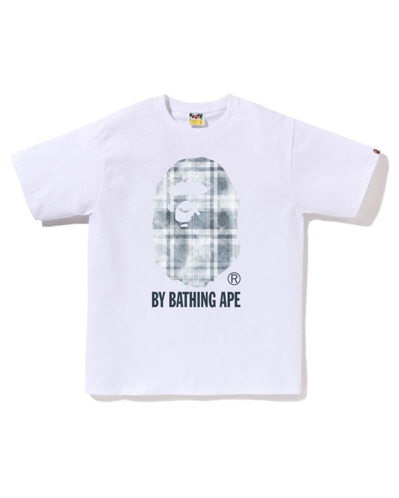 T Shirts Bape Bleach Check By Bathing Ape Blanche Homme | HGL-59164723