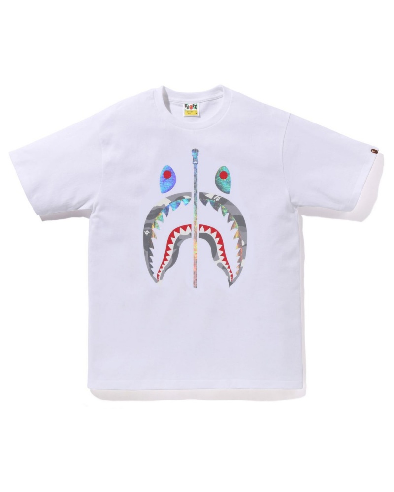 T Shirts Bape City Camo Shark Blanche Homme | WBO-28859300