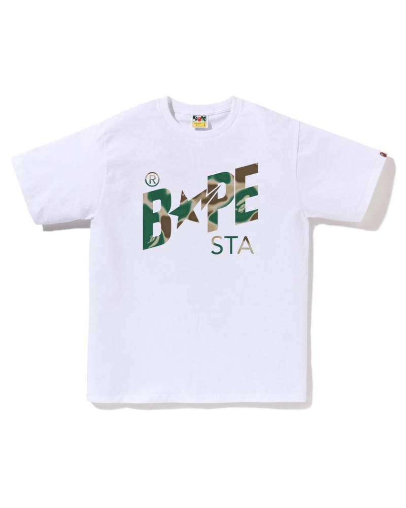 T Shirts Bape Liquid Camo STA Logo Blanche Homme | NYG-92871614