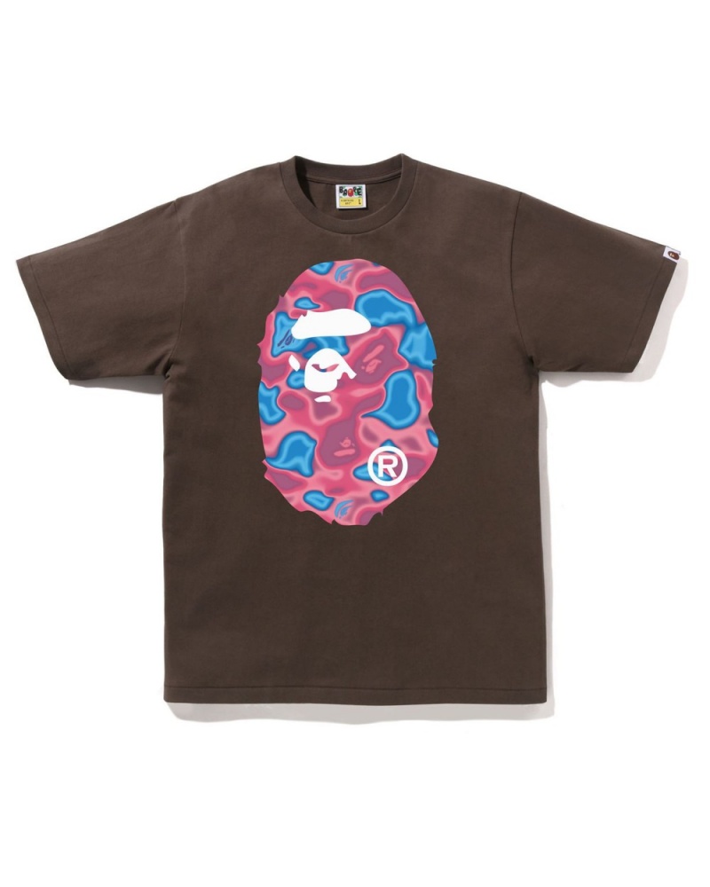 T Shirts Bape Liquid Camo Big Ape Head Marron Homme | TSD-37337586