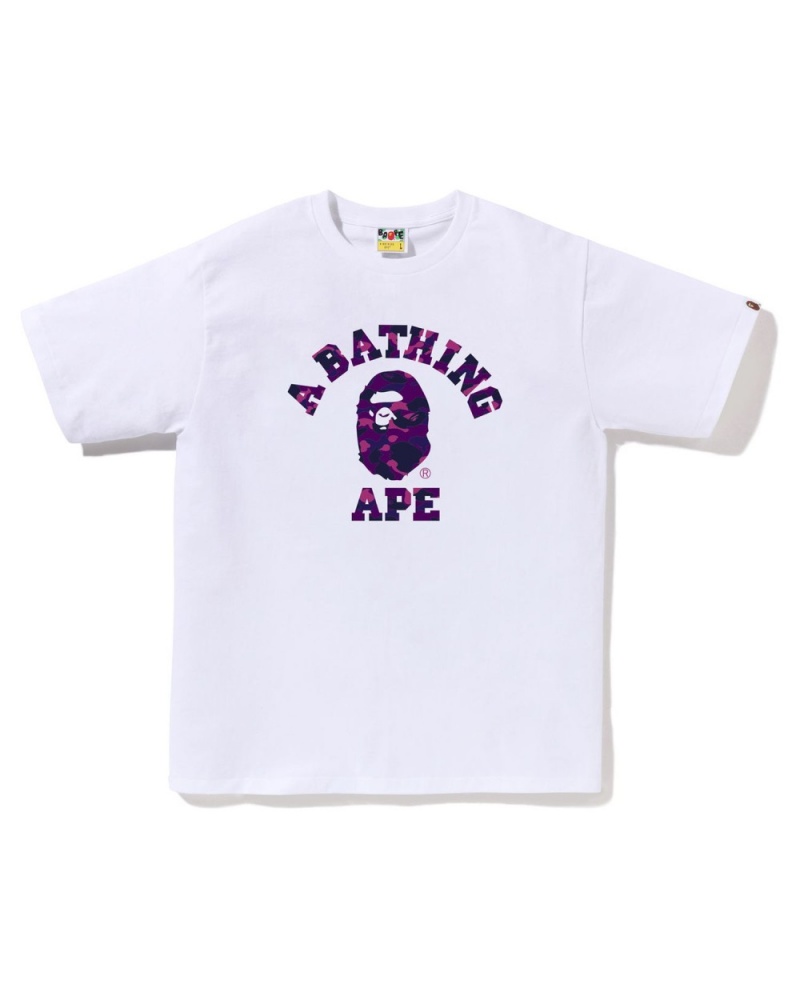 T Shirts Bape Color Camo College Blanche Homme | QEC-87600536