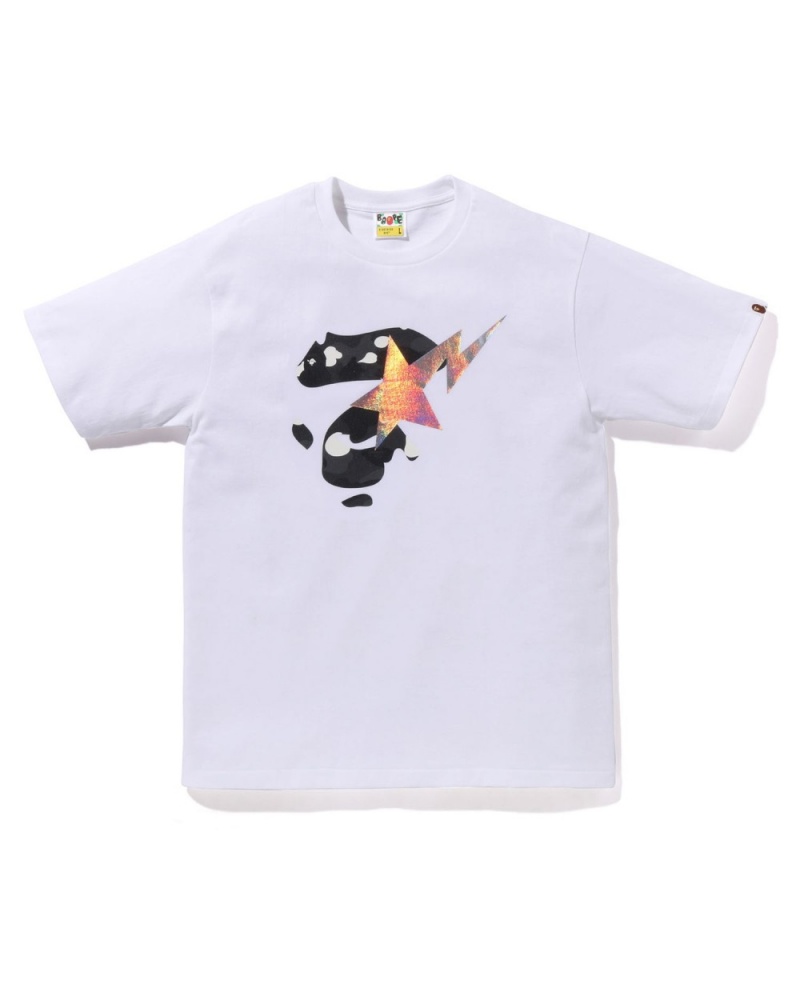 T Shirts Bape City Camo Ape Face STA Blanche Homme | DMB-12352190