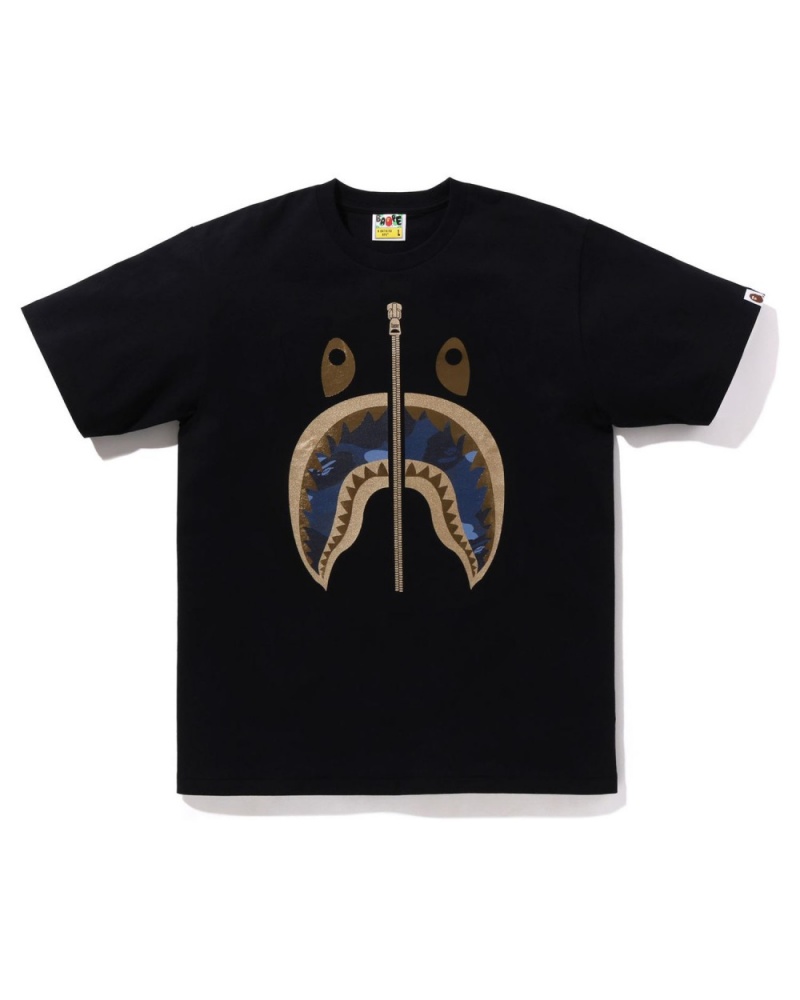 T Shirts Bape Color Camo Shark Noir Homme | WRC-06373425