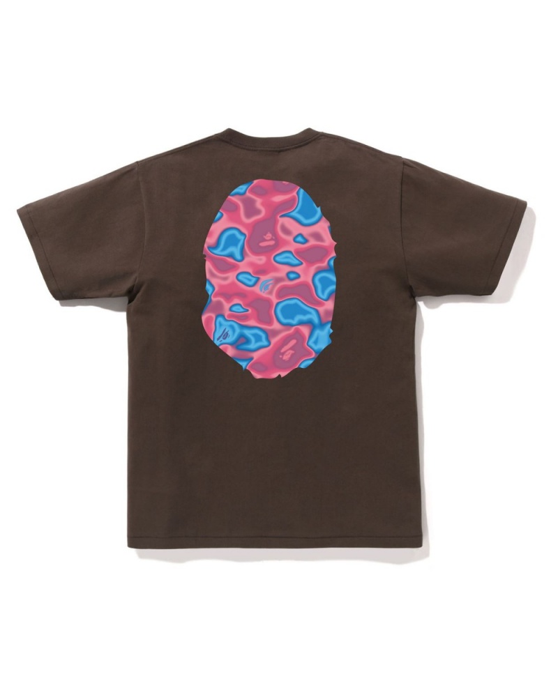 T Shirts Bape Liquid Camo Big Ape Head Marron Homme | TSD-37337586