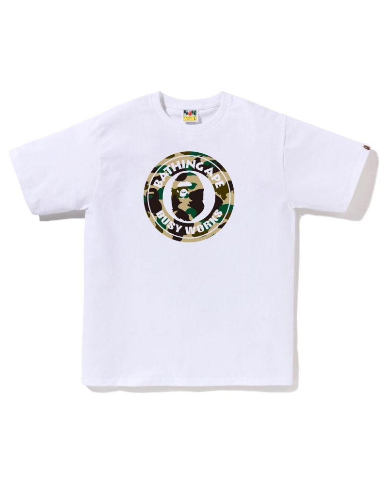 T Shirts Bape 1st Camo Busy Works Blanche Homme | URZ-86302631