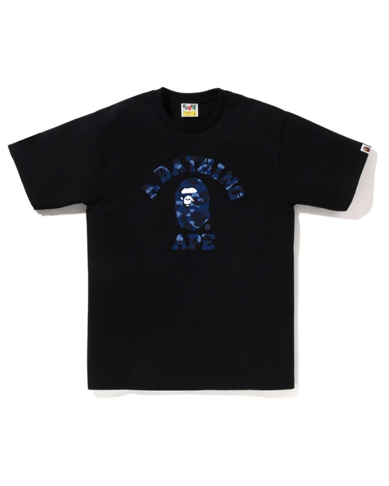 T Shirts Bape Color Camo College Noir Homme | PHZ-98768214