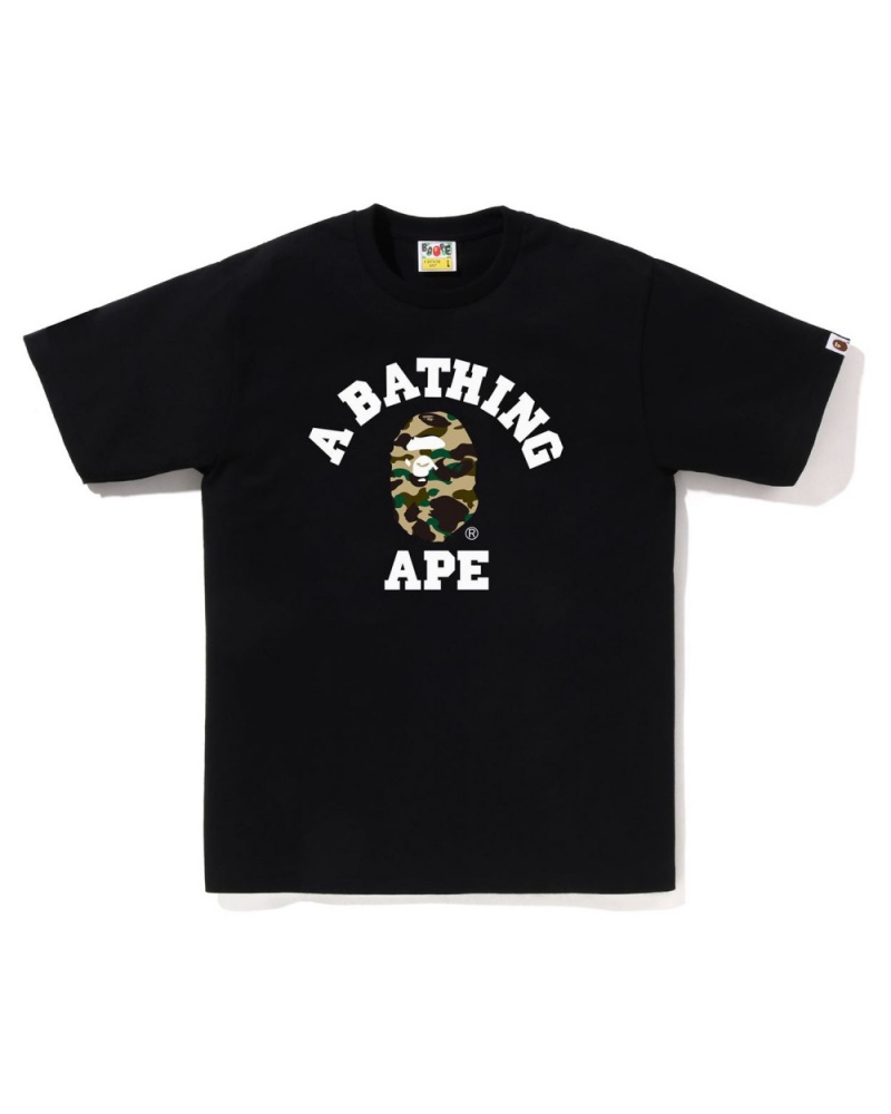 T Shirts Bape 1st Camo College Noir Homme | NSH-40578681