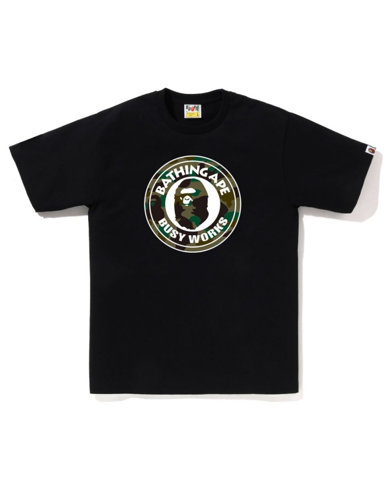 T Shirts Bape 1st Camo Busy Works Noir Homme | QUN-19144397