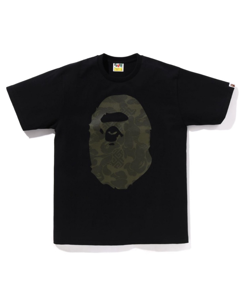 T Shirts Bape Asia Camo Big Ape Head Noir Homme | ISN-04011533