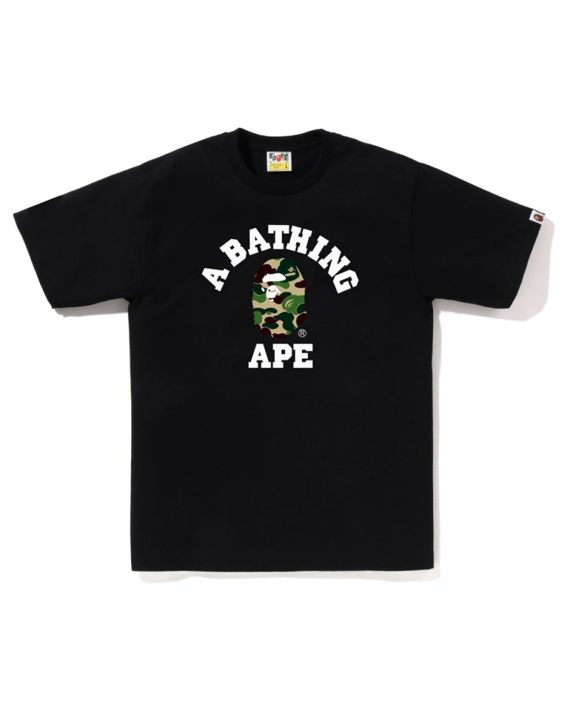 T Shirts Bape ABC Camo College Noir Homme | YEQ-86145101