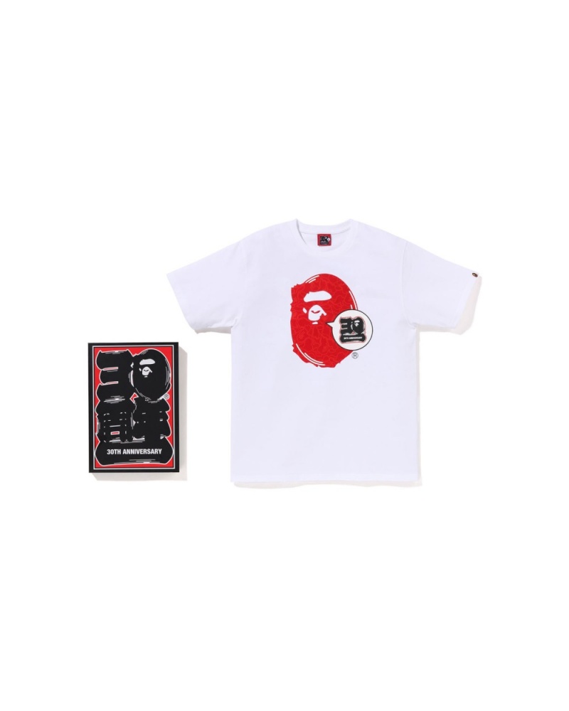 T Shirts Bape 30th Anniv. Ape Head Blanche Homme | LFO-43567168