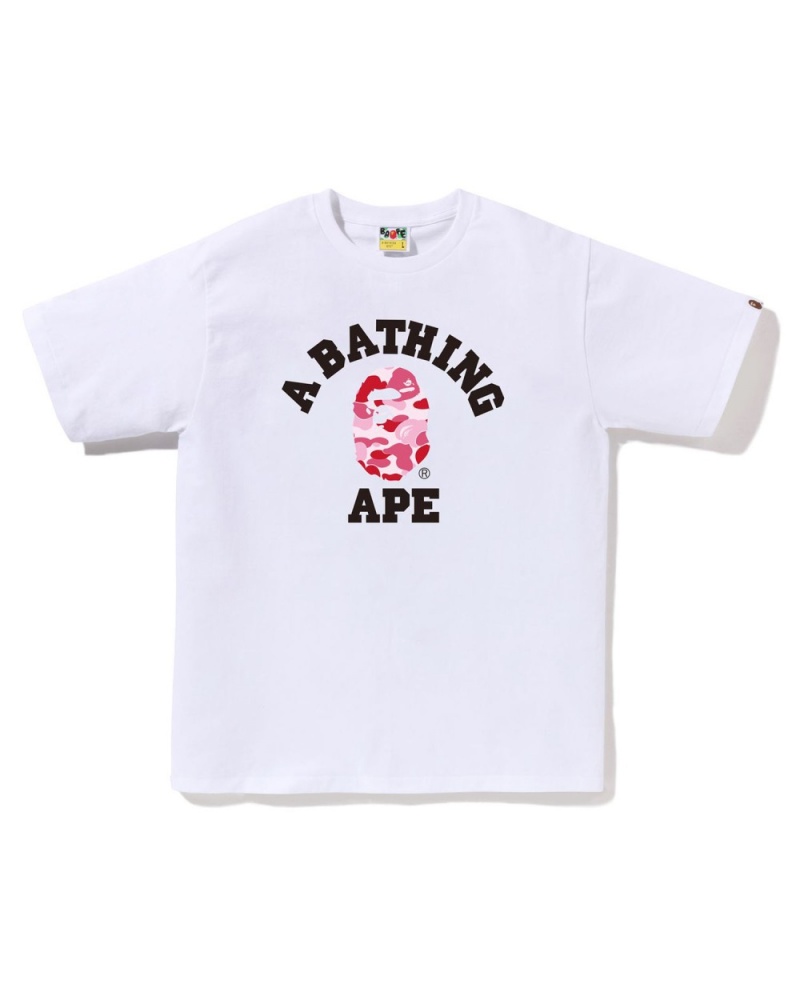 T Shirts Bape ABC Camo College Blanche Homme | OXH-73457937