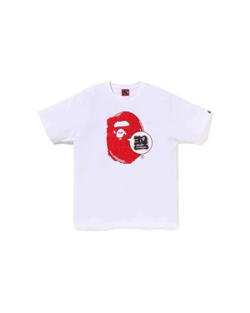 T Shirts Bape 30th Anniv. Ape Head Blanche Homme | LFO-43567168