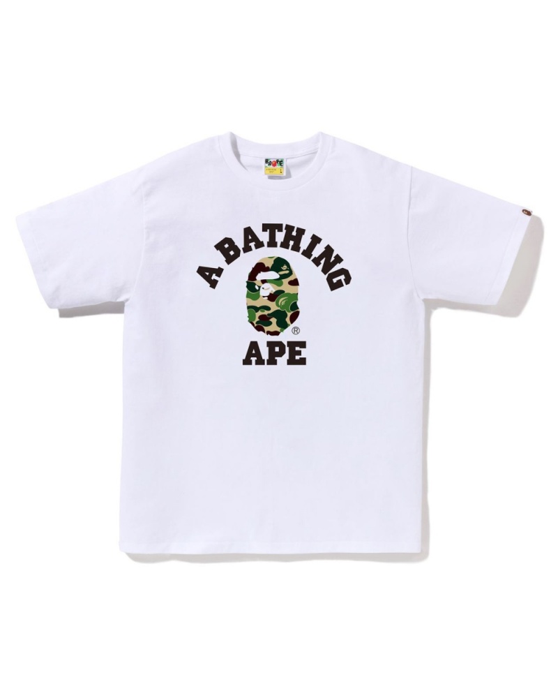 T Shirts Bape ABC Camo College Blanche Homme | WTU-77683051