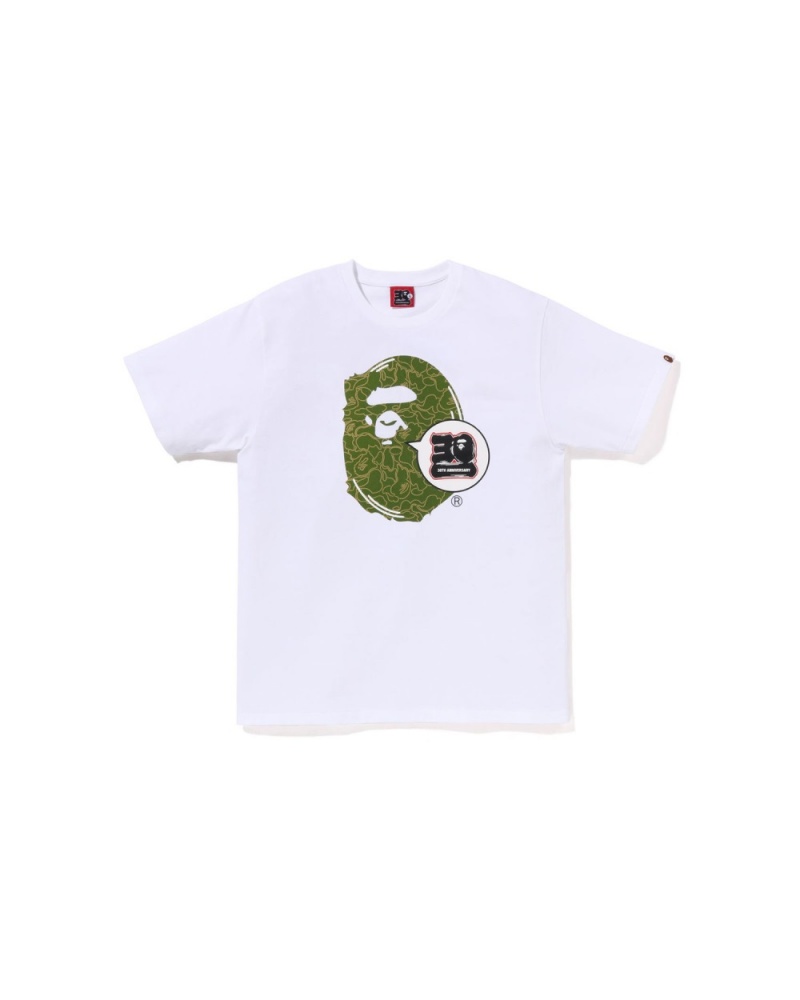 T Shirts Bape 30th Anniv. Ape Head Blanche Homme | GXA-52817040