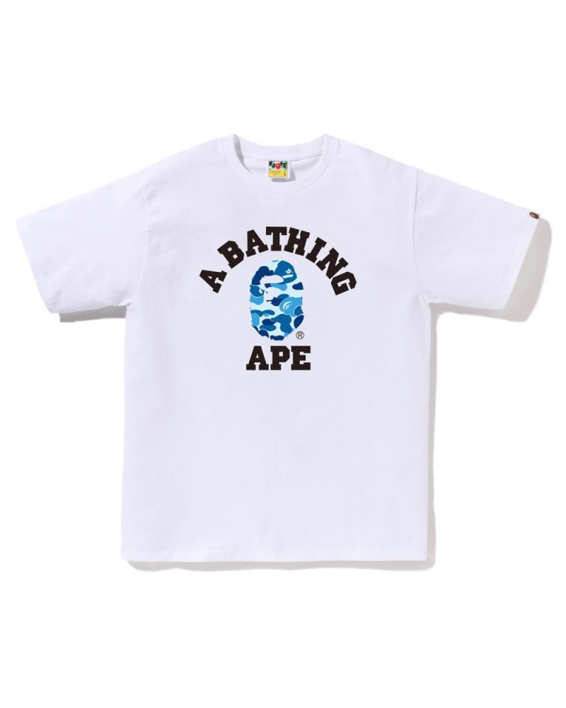 T Shirts Bape ABC Camo College Blanche Homme | CUM-52231130