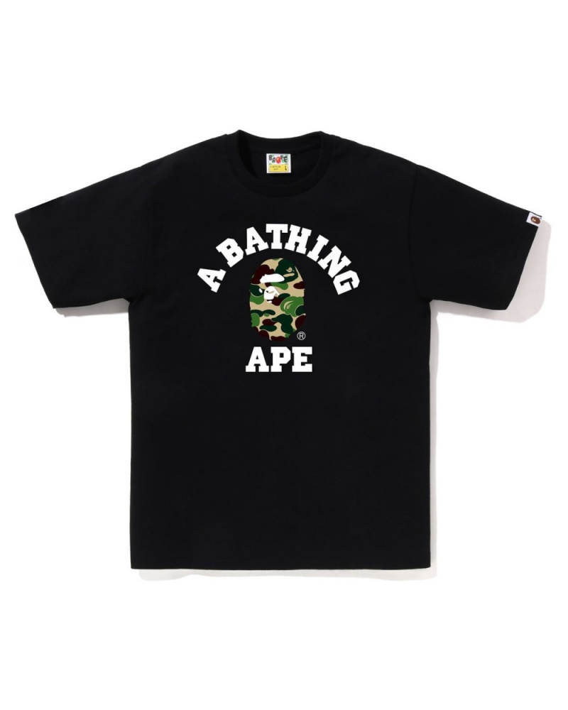 T Shirts Bape ABC Camo College Noir Homme | HDM-64953924