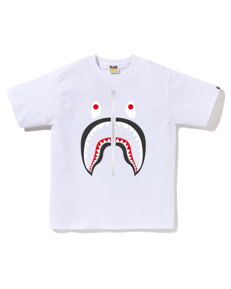 T Shirts Bape Shark Blanche Homme | QIO-12139178