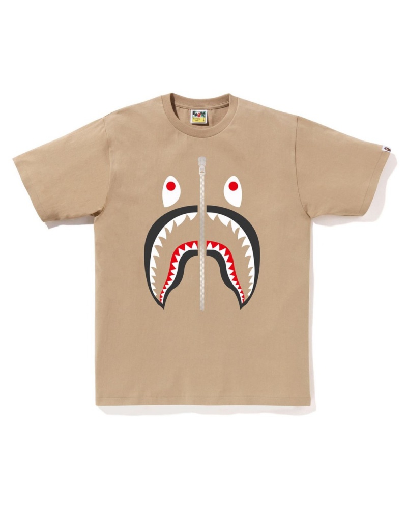 T Shirts Bape Shark Beige Homme | SSJ-12670311