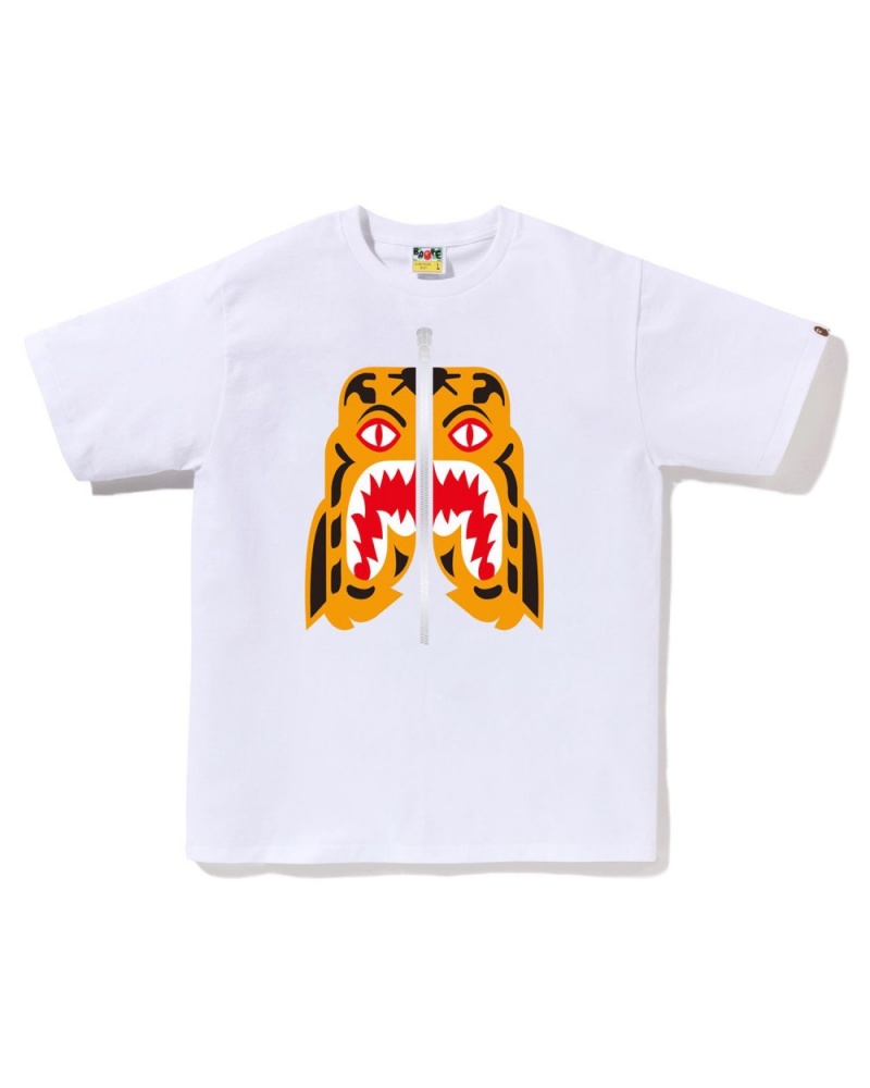 T Shirts Bape Tiger Blanche Homme | UTW-01811819