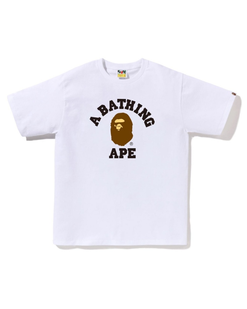 T Shirts Bape College Blanche Homme | FZN-02968708