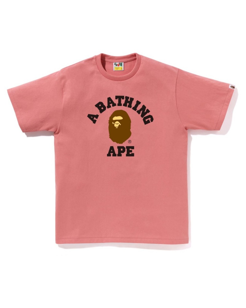 T Shirts Bape College Rose Homme | IWZ-46332130