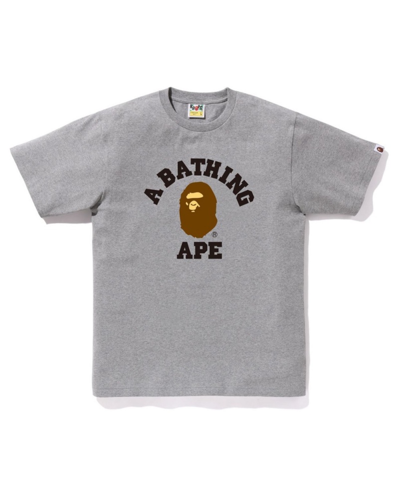 T Shirts Bape College Grise Homme | DSU-42656124