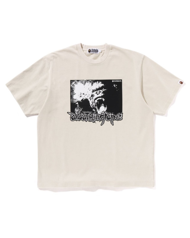 T Shirts Bape Mad Ape Graphique Acid Wash Relaxed Fit Blanche Homme | HXB-60364736