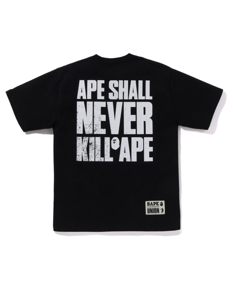 T Shirts Bape X Union Washed STA Noir Homme | CUR-90219942