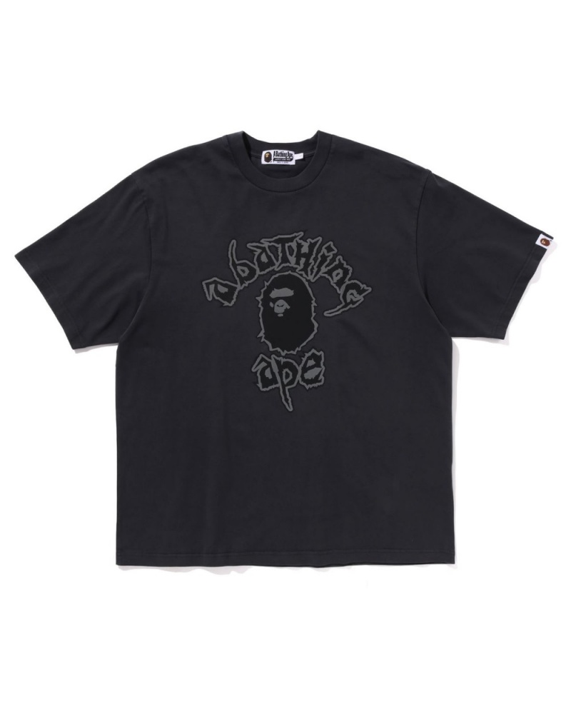 T Shirts Bape Mad College Garment Dyed Relaxed Fit Noir Homme | RRU-78860360