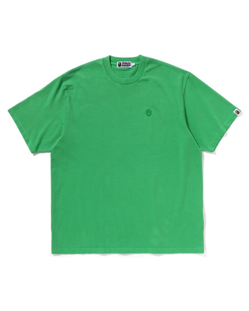 T Shirts Bape Ape Head One Point Garment Dye Pocket Relaxed Fit Vert Homme | UHZ-13543653