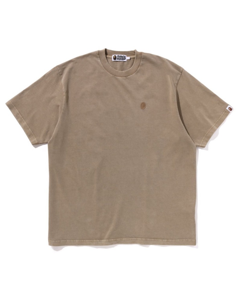 T Shirts Bape Ape Head One Point Garment Dye Pocket Relaxed Fit Beige Homme | PPV-70481668