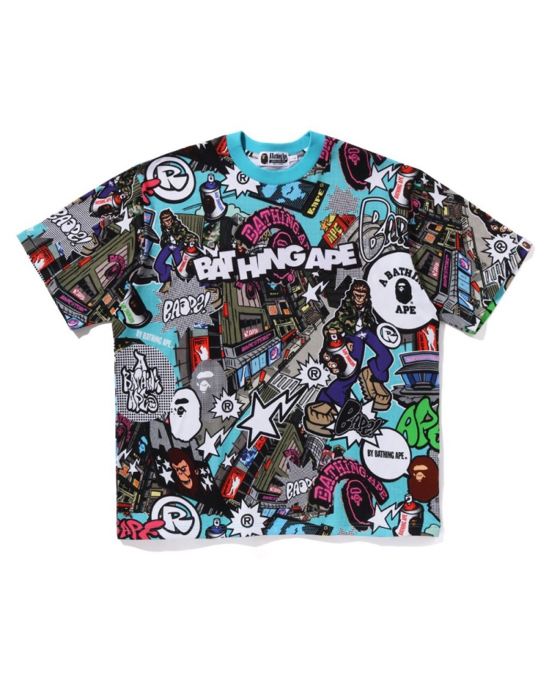 T Shirts Bape Comic Art Relaxed Fit Blanche Homme | PEF-96370296