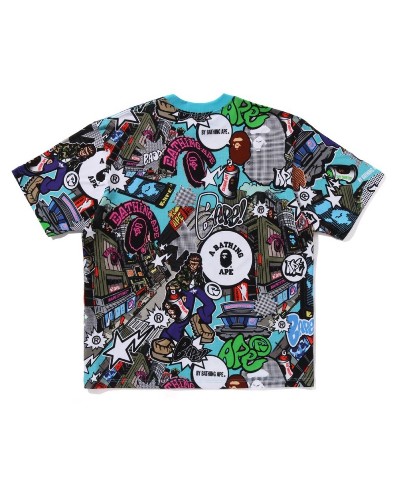 T Shirts Bape Comic Art Relaxed Fit Blanche Homme | PEF-96370296