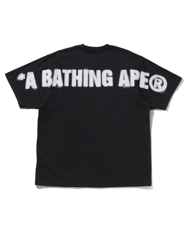 T Shirts Bape Spray Ape Head Garment Dyed Relaxed Fit Noir Homme | FUT-95199213