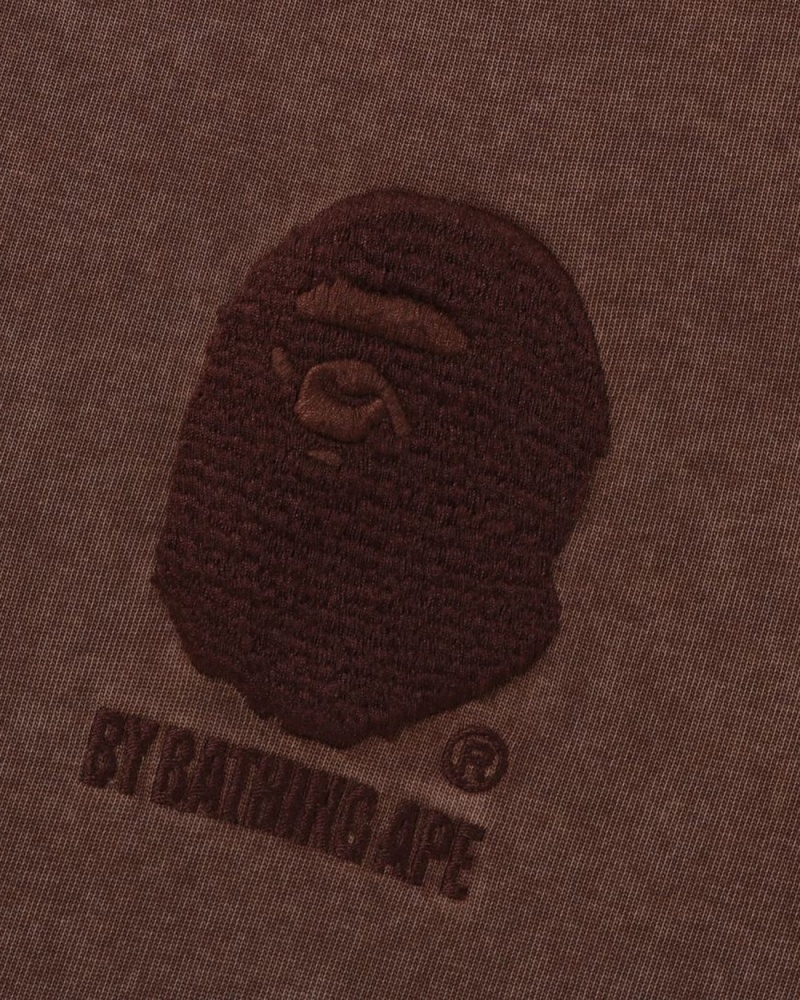 T Shirts Bape Ape Head One Point Acid Wash Relaxed Fit Marron Homme | QAR-81207630