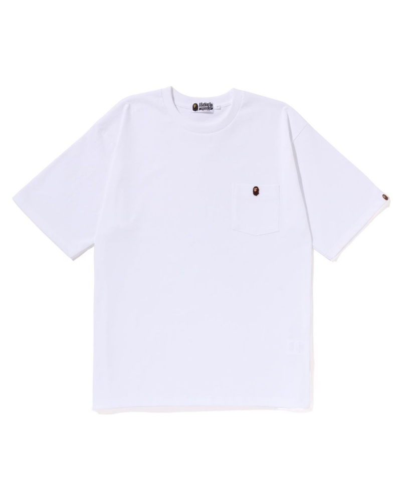 T Shirts Bape Ape Head One Point Relaxed Fit Pocket Blanche Homme | TXT-28732287