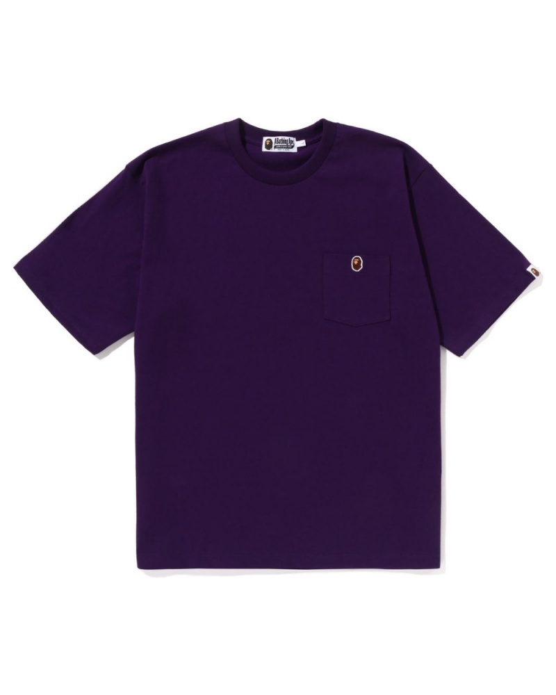 T Shirts Bape Ape Head One Point Relaxed Fit Pocket Violette Homme | XLA-33318349