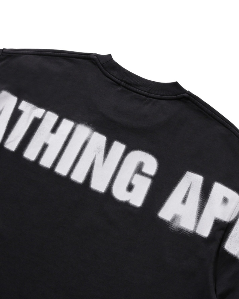 T Shirts Bape Spray Ape Head Garment Dyed Relaxed Fit Noir Homme | FUT-95199213