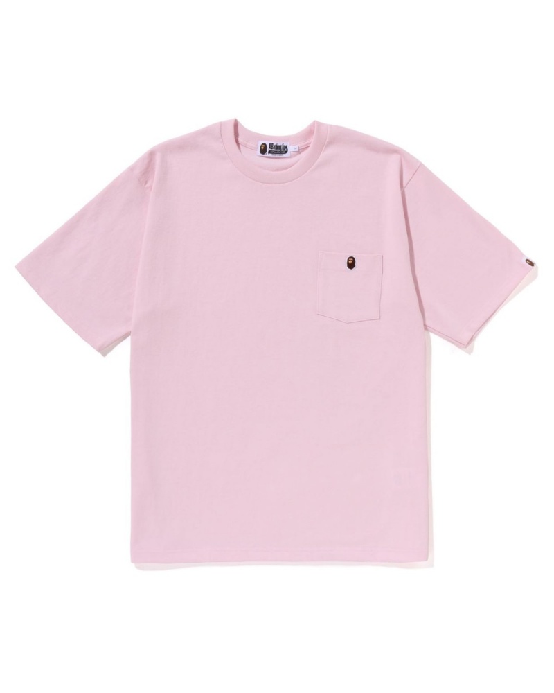 T Shirts Bape Ape Head One Point Relaxed Fit Pocket Rose Homme | CKO-16510535