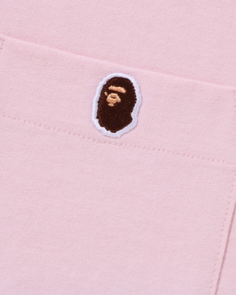 T Shirts Bape Ape Head One Point Relaxed Fit Pocket Rose Homme | CKO-16510535