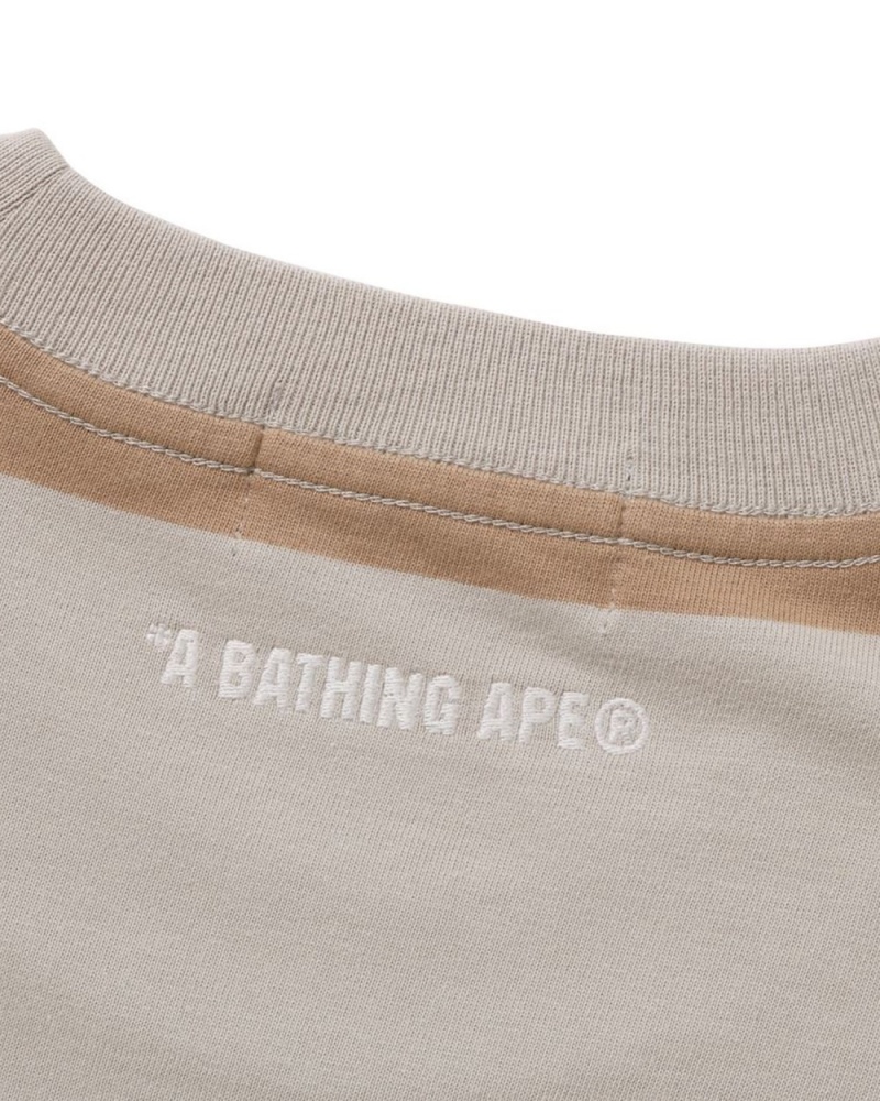 T Shirts Bape Ape Head One Point Hoop Beige Homme | FGE-46512617