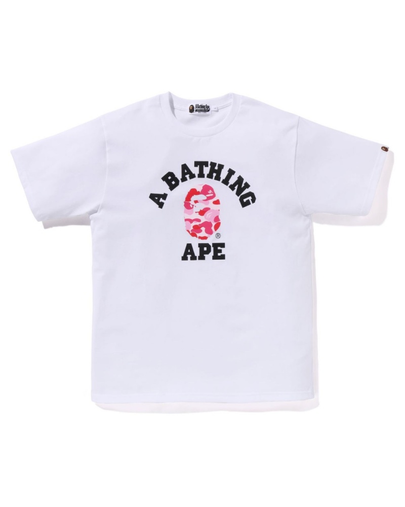 T Shirts Bape Abc Camo College Organic Coton Blanche Homme | HKV-50400621