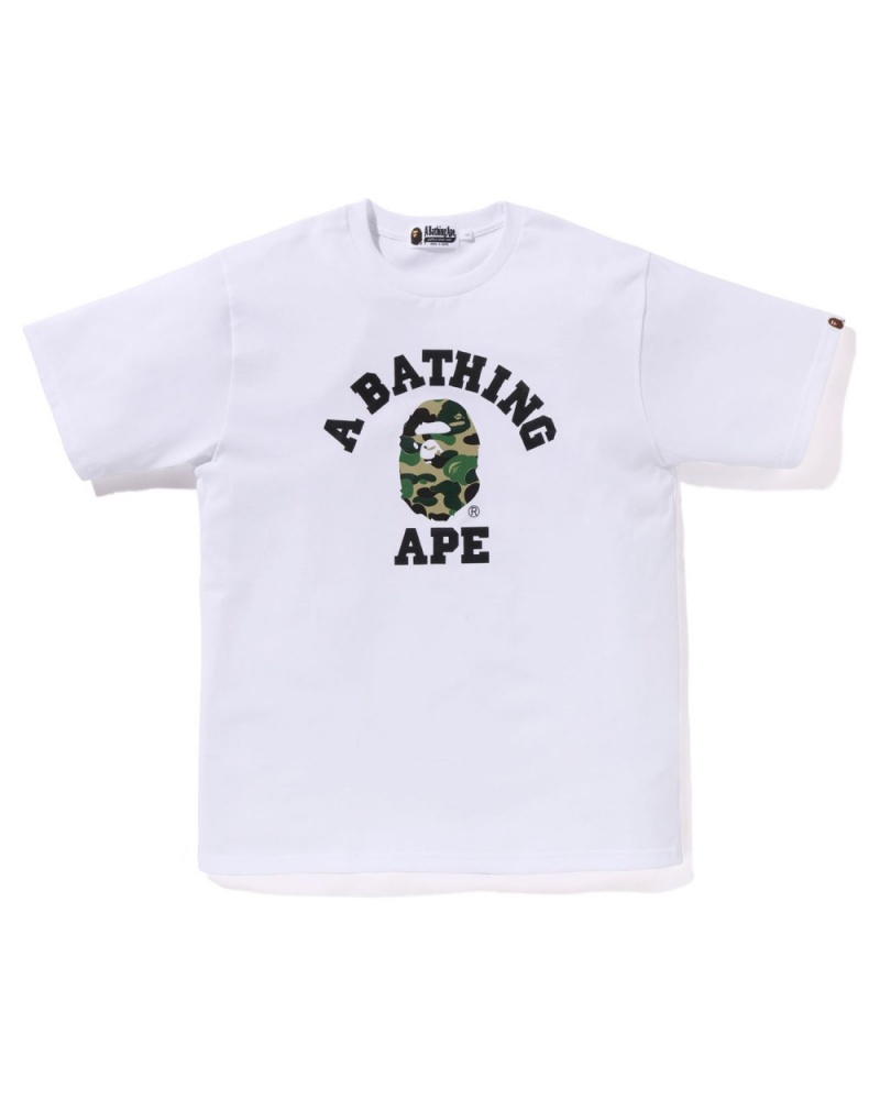 T Shirts Bape Abc Camo College Organic Coton Blanche Homme | UAN-35583867