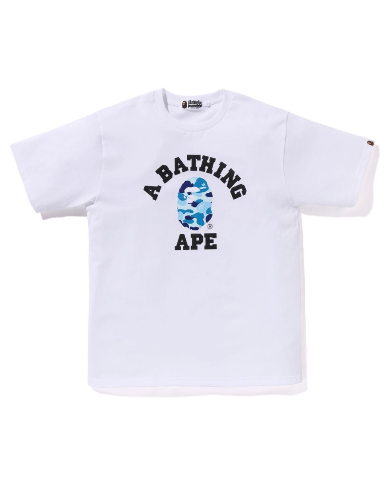 T Shirts Bape Abc Camo College Organic Coton Blanche Homme | EUH-03770763