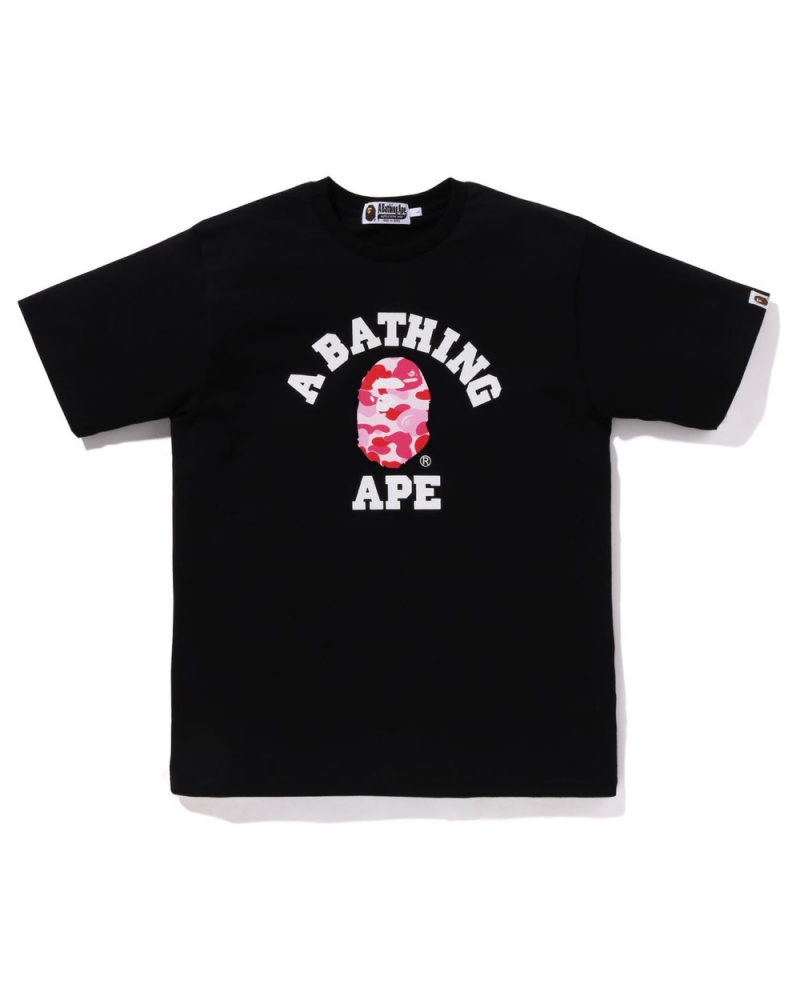 T Shirts Bape Abc Camo College Organic Coton Noir Homme | ZDH-94510118