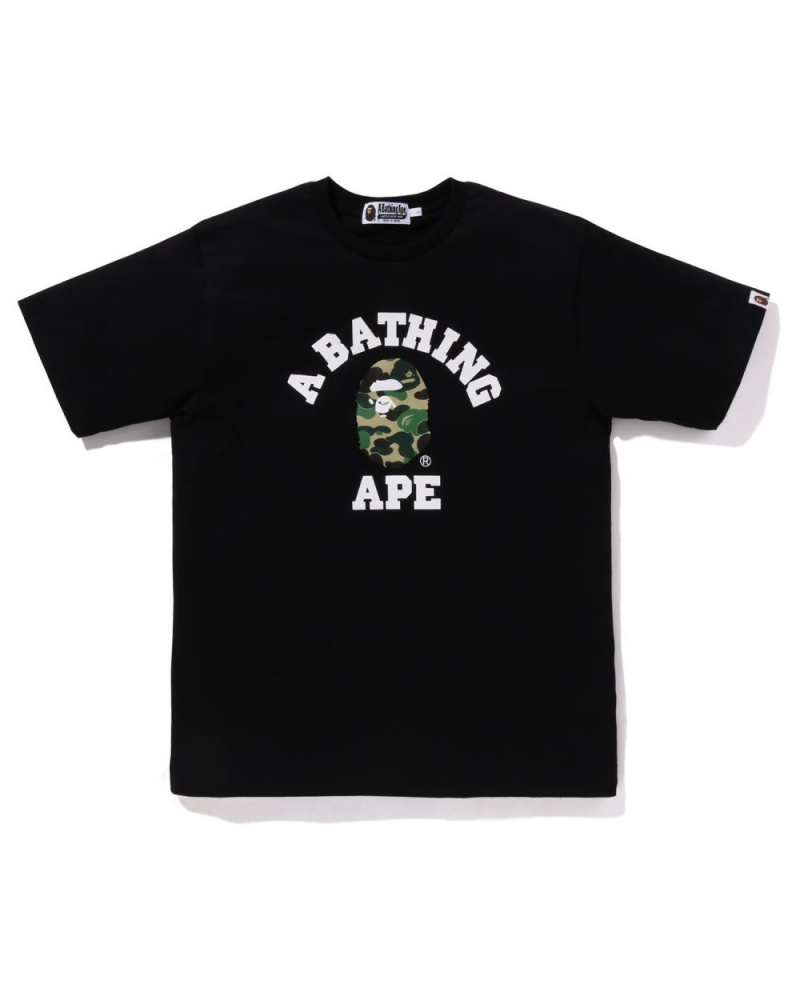 T Shirts Bape Abc Camo College Organic Coton Noir Homme | LLR-65509758