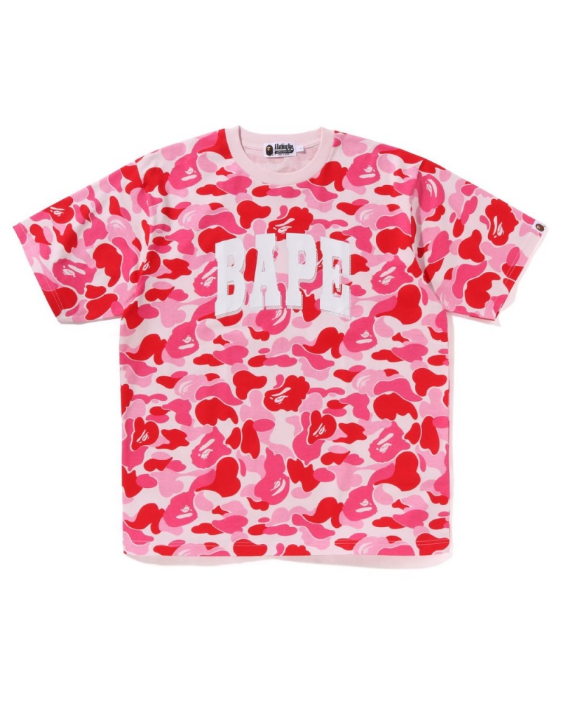 T Shirts Bape Abc Camo Relaxed Fit Logo Rose Homme | VAM-54256101