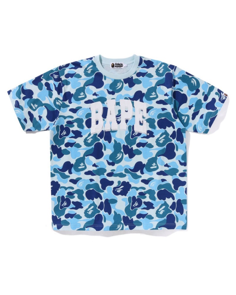 T Shirts Bape Abc Camo Relaxed Fit Logo Bleu Homme | GAQ-46428459